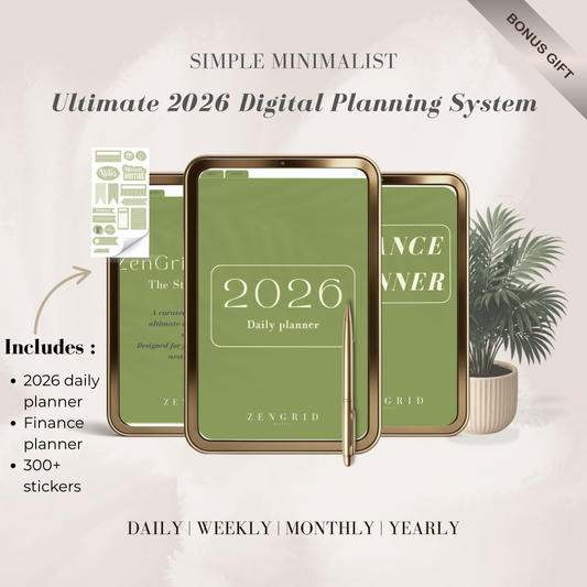 ZenGrid™ 2026 | Minimalist Digital Planner